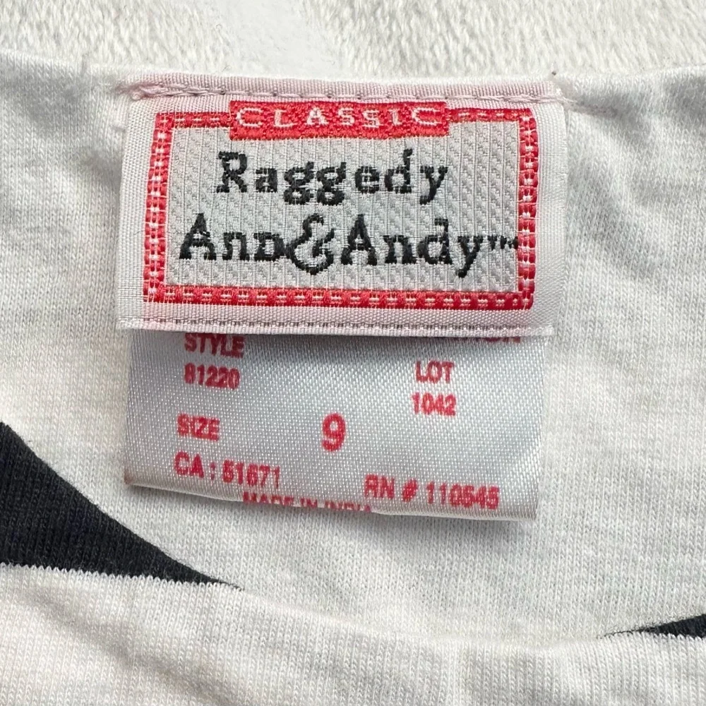 VTG Classic Characters Raggedy Ann & Andy Striped Romper Outfit 9M Baby Girls